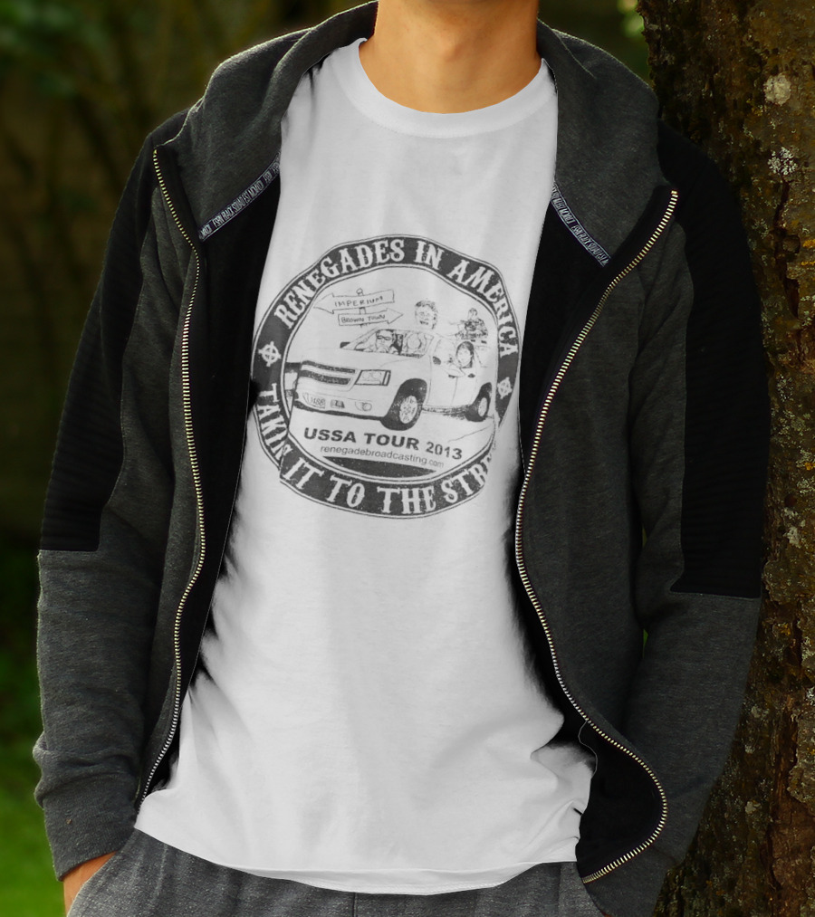 Renegades In America With American Flag And Rider Taking It To The Streets T-Shirt