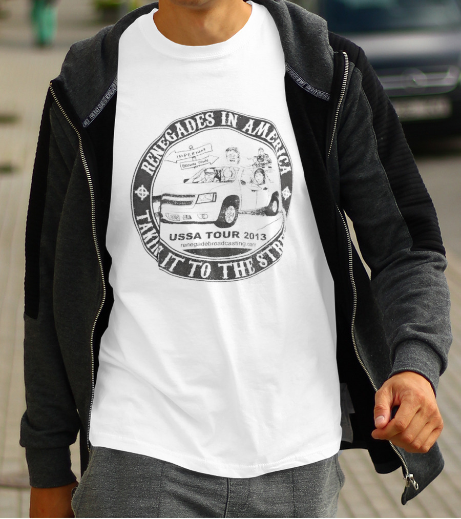 Renegades In America With American Flag And Rider Taking It To The Streets T-Shirt