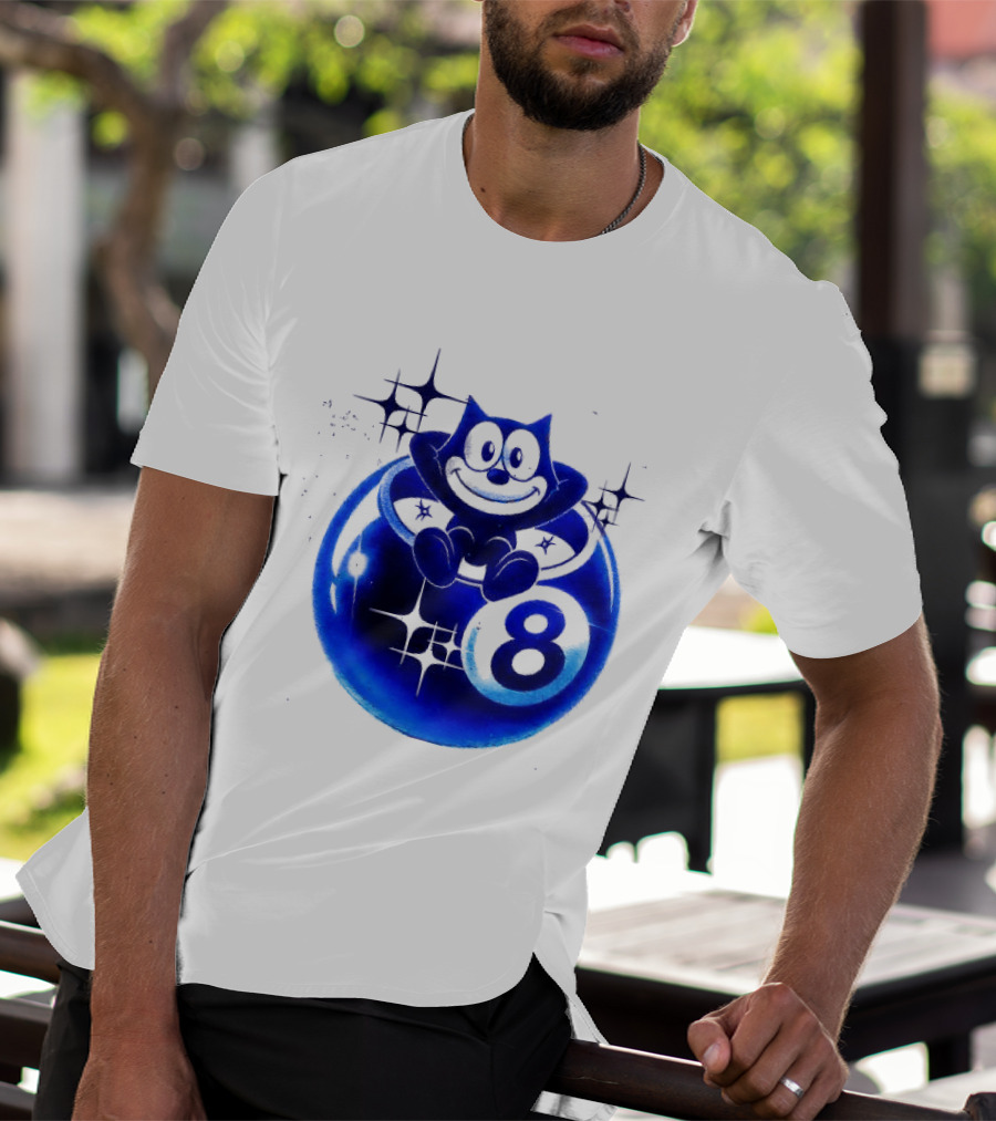 Felix The Cat Vintage Classic Figure Eight Ball Stars T-Shirt