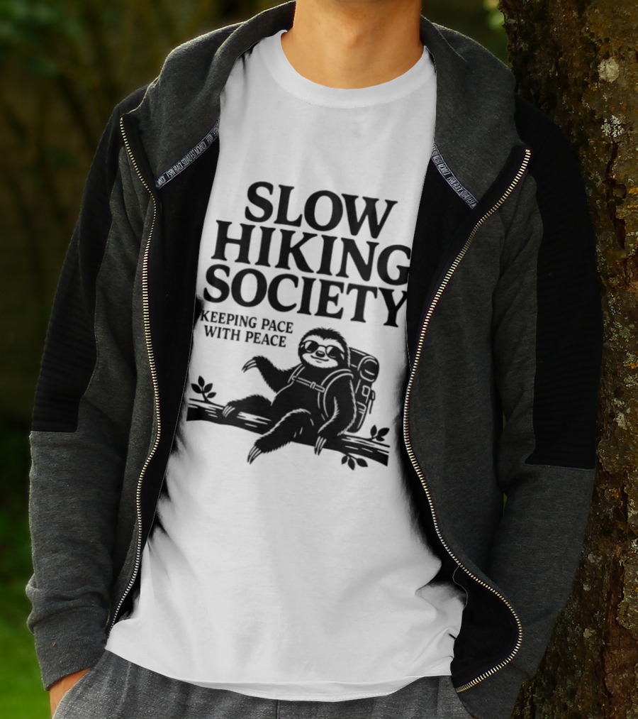 Slow Hiking Society Sloth Keeping Pace With Peace T-Shirt