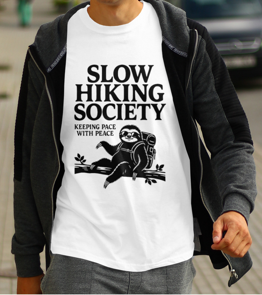Slow Hiking Society Sloth Keeping Pace With Peace T-Shirt