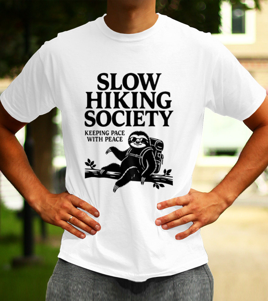 Slow Hiking Society Sloth Keeping Pace With Peace T-Shirt
