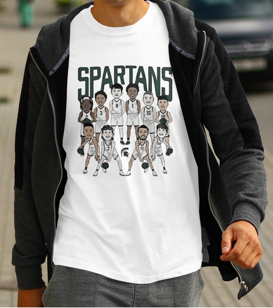 Michigan State Spartans Mens Basketball Team Caricature Players 3 8 1 15 10 35 T-Shirt