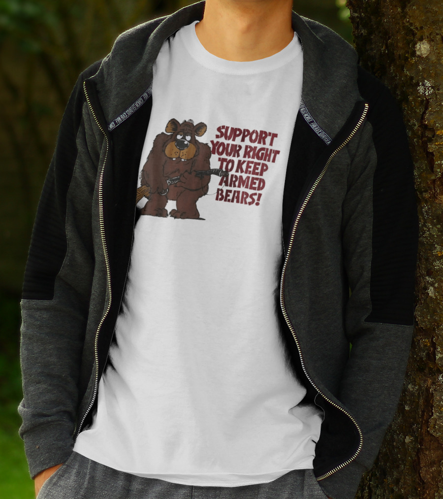 Support Your Right To Keep Armed Bears Cartoon Bear With Rifle T-Shirt