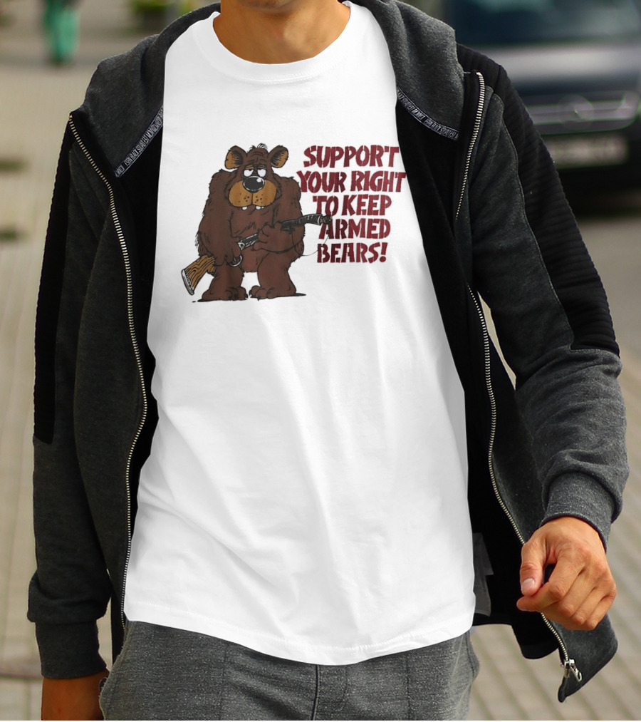 Support Your Right To Keep Armed Bears Cartoon Bear With Rifle T-Shirt