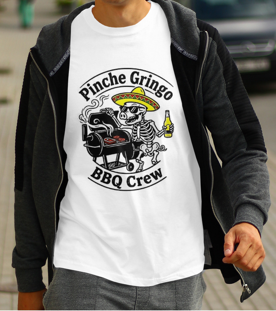 Pinche Gringo BBQ Crew Sombrero Smoking Grilling Fun T-Shirt