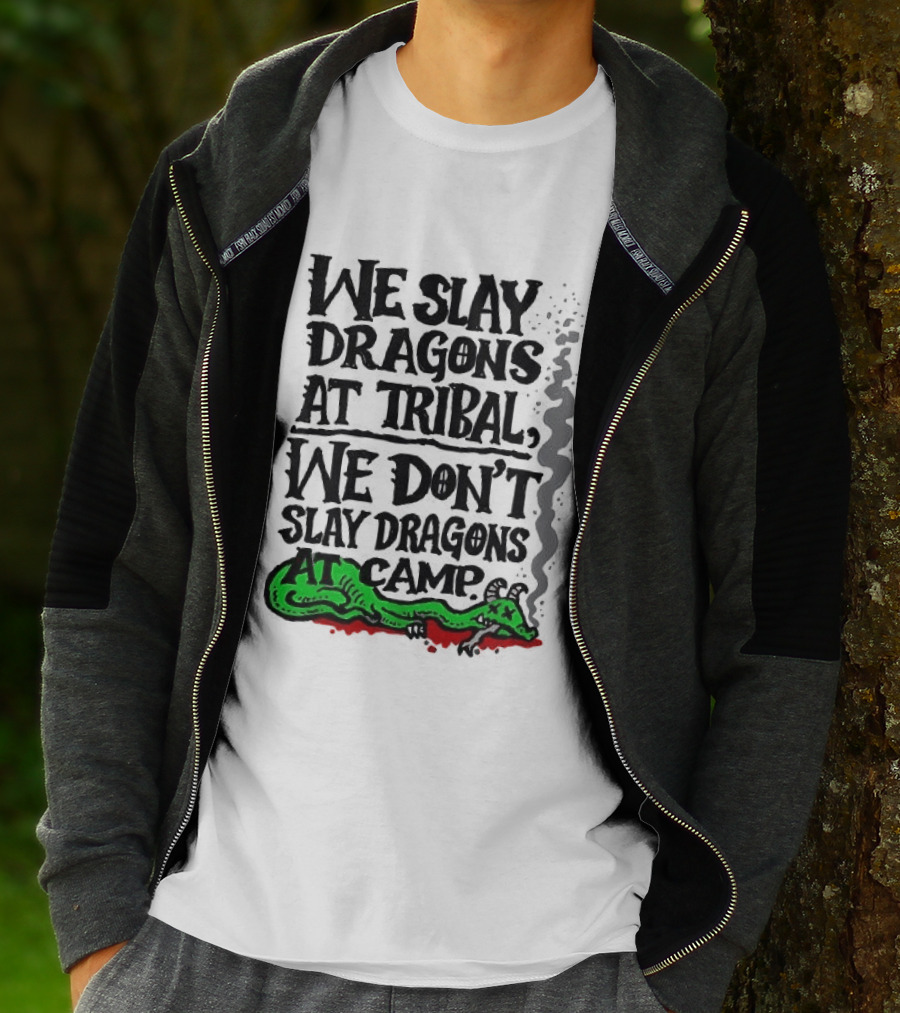 We Slay Dragons At Tribal We Don't Slay Dragons At Camp Green Dragon T-Shirt