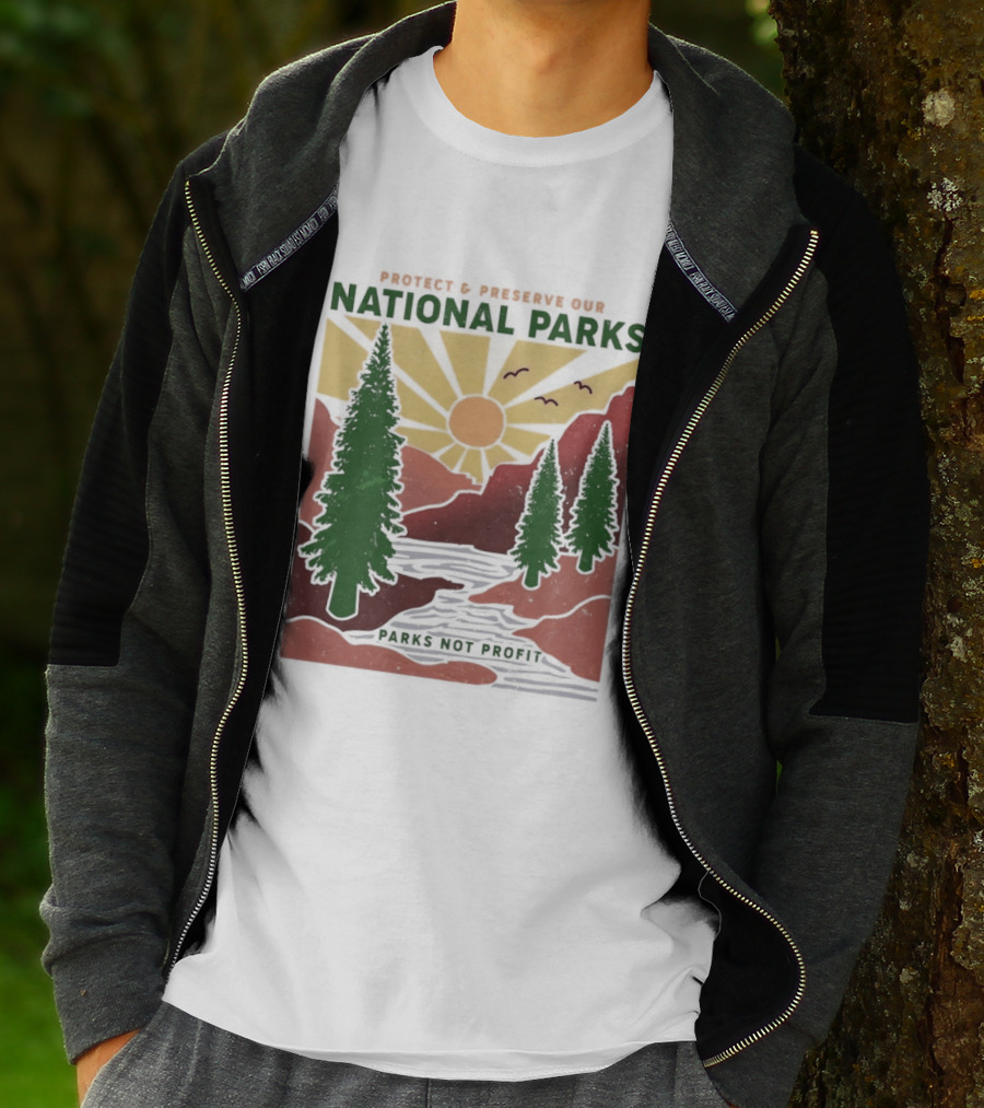 Protect And Preserve Our National Parks Nature Conservation Forest Mountains Sun Rivers Wildlife T-Shirt