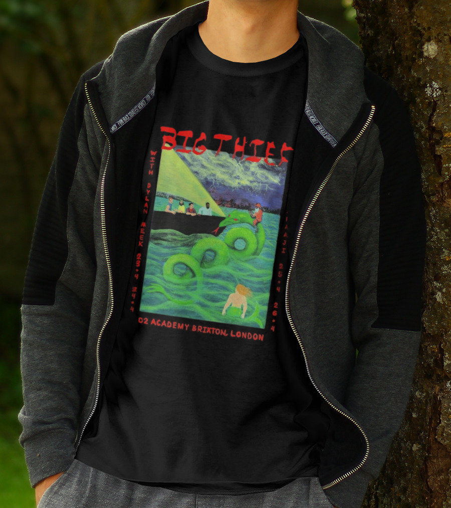 Big Thief Apr 23 2026 London Tour With Sea Serpent And Boat Scene T-Shirt