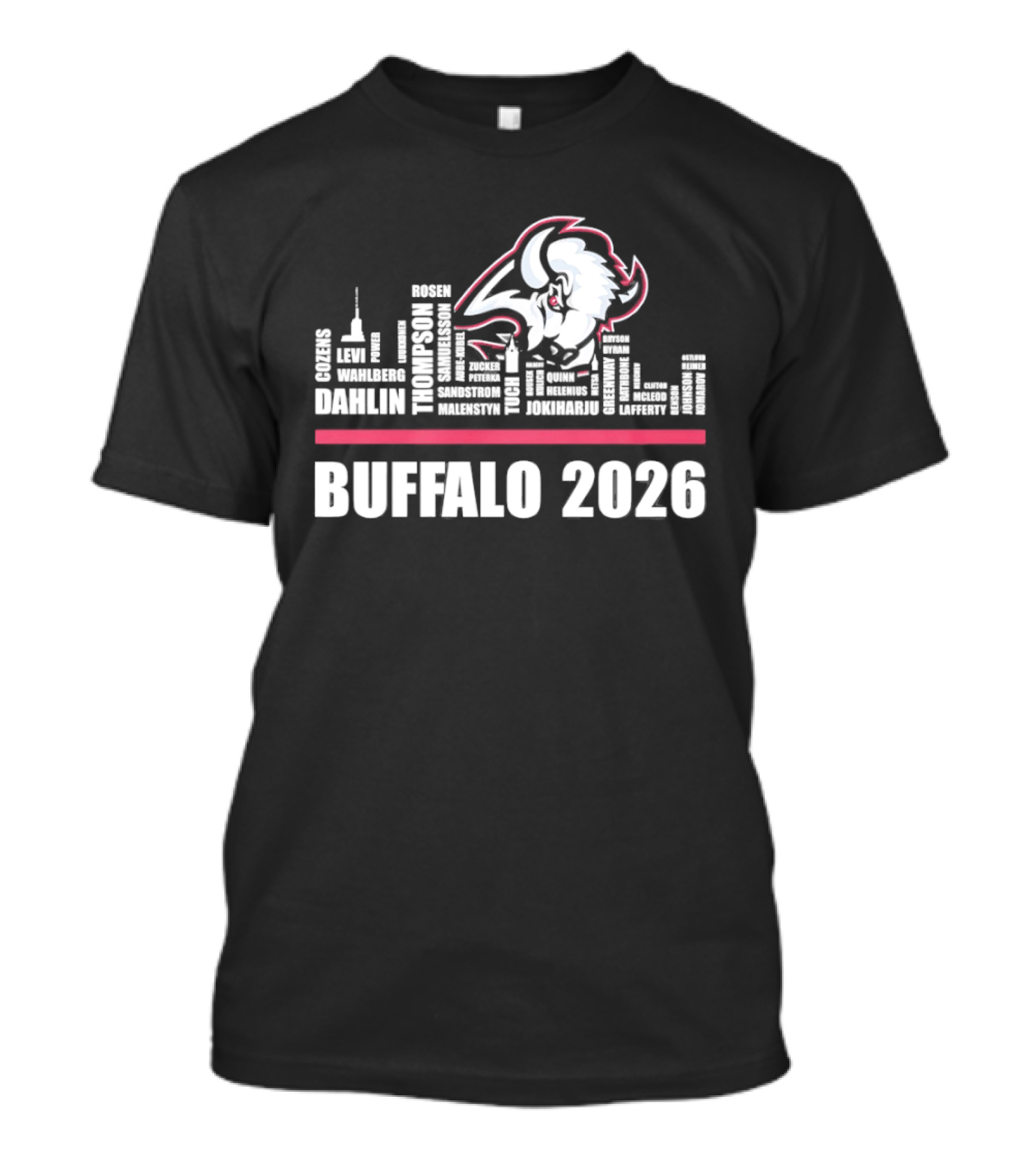 Buffalo Sabres 2026 NHL Ice Hockey Skyline Players City Shape T-Shirt