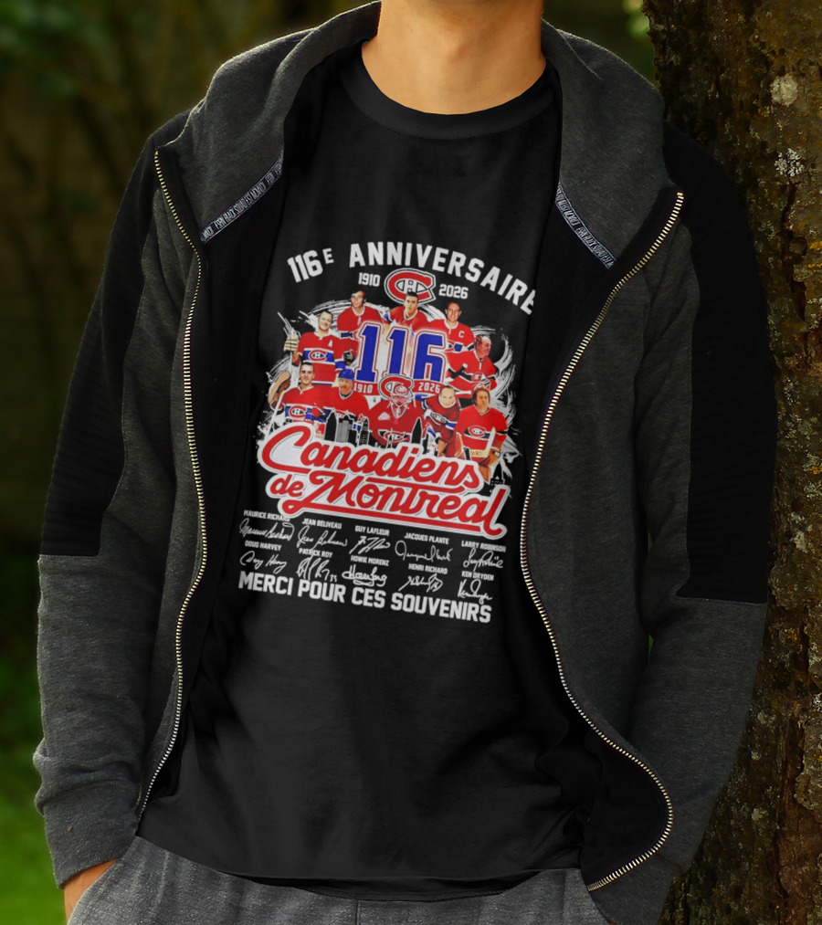 116e Anniversaire Canadiens De Montréal 1910 2026 Merci Pour Ces Souvenirs Signatures T-Shirt