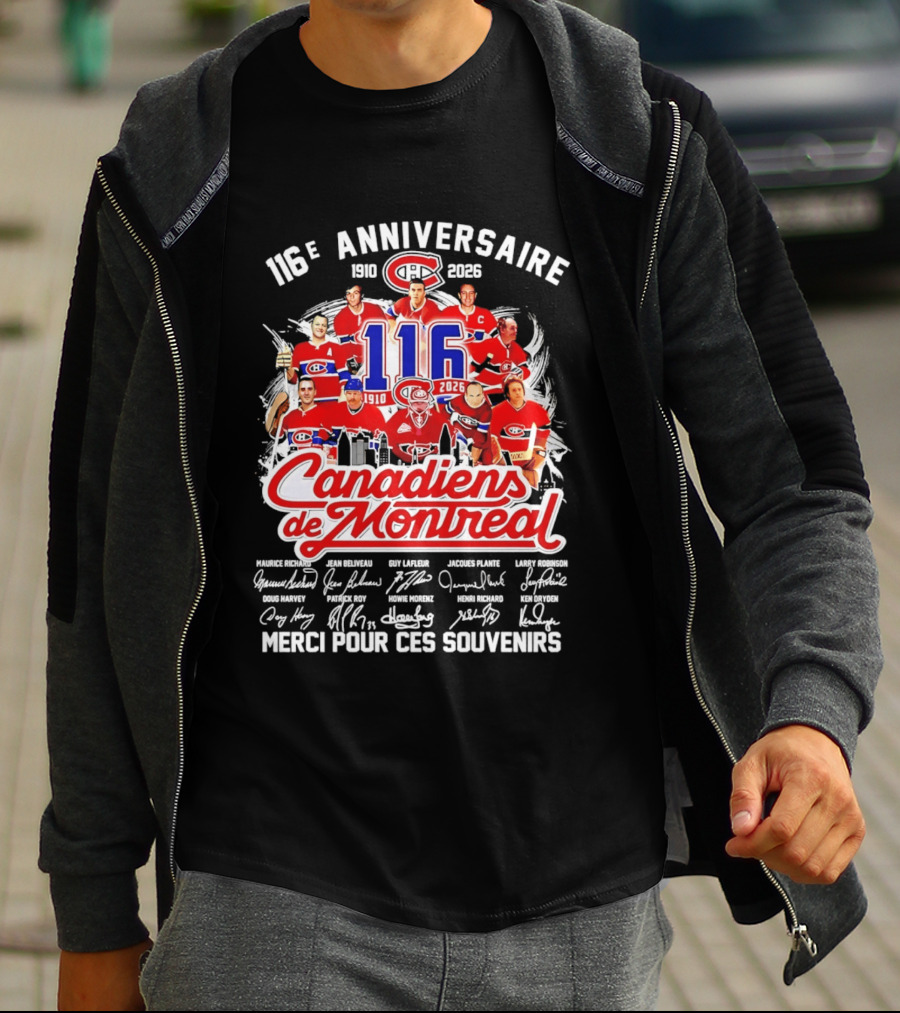 116e Anniversaire Canadiens De Montréal 1910 2026 Merci Pour Ces Souvenirs Signatures T-Shirt