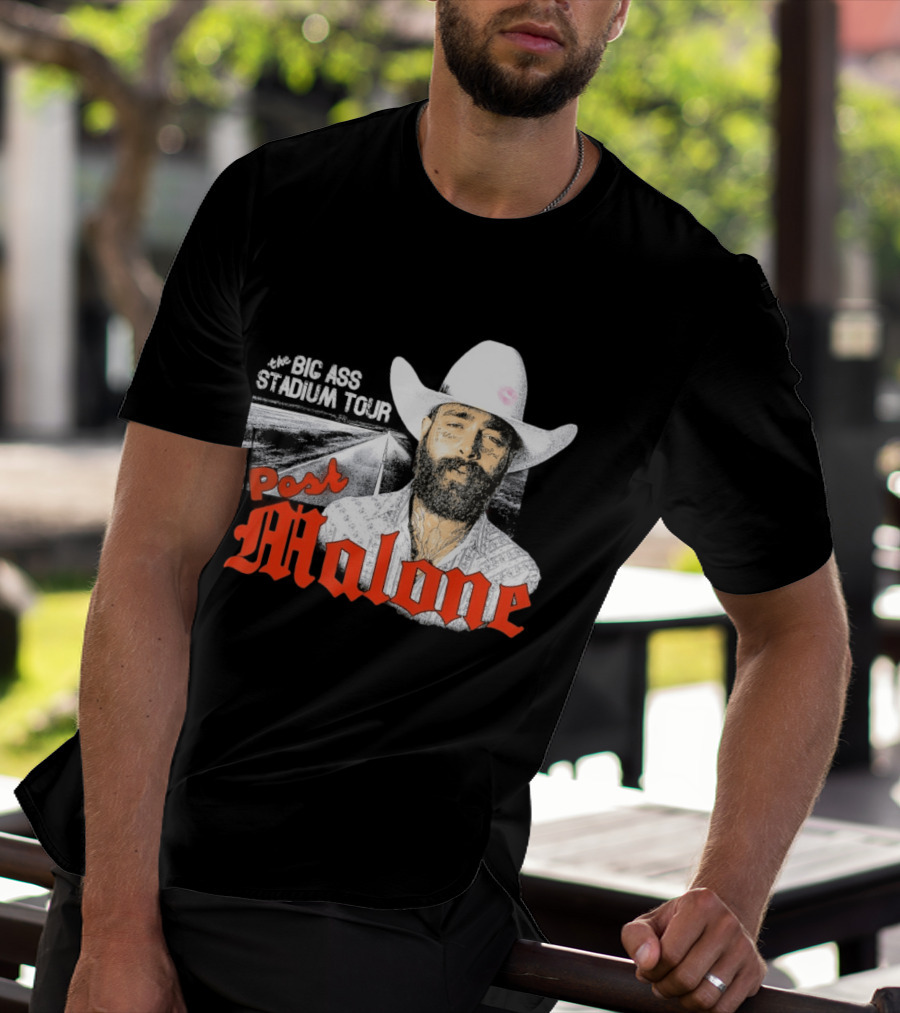 Post Malone Big Ass Stadium Tour Cowboy Hat Tattoo T-Shirt