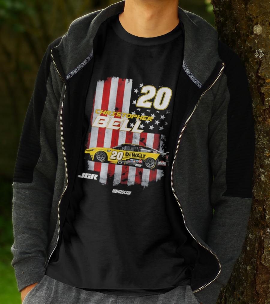 Christopher Bell 20 NASCAR DeWalt JGR Stars Stripes Racing T-Shirt