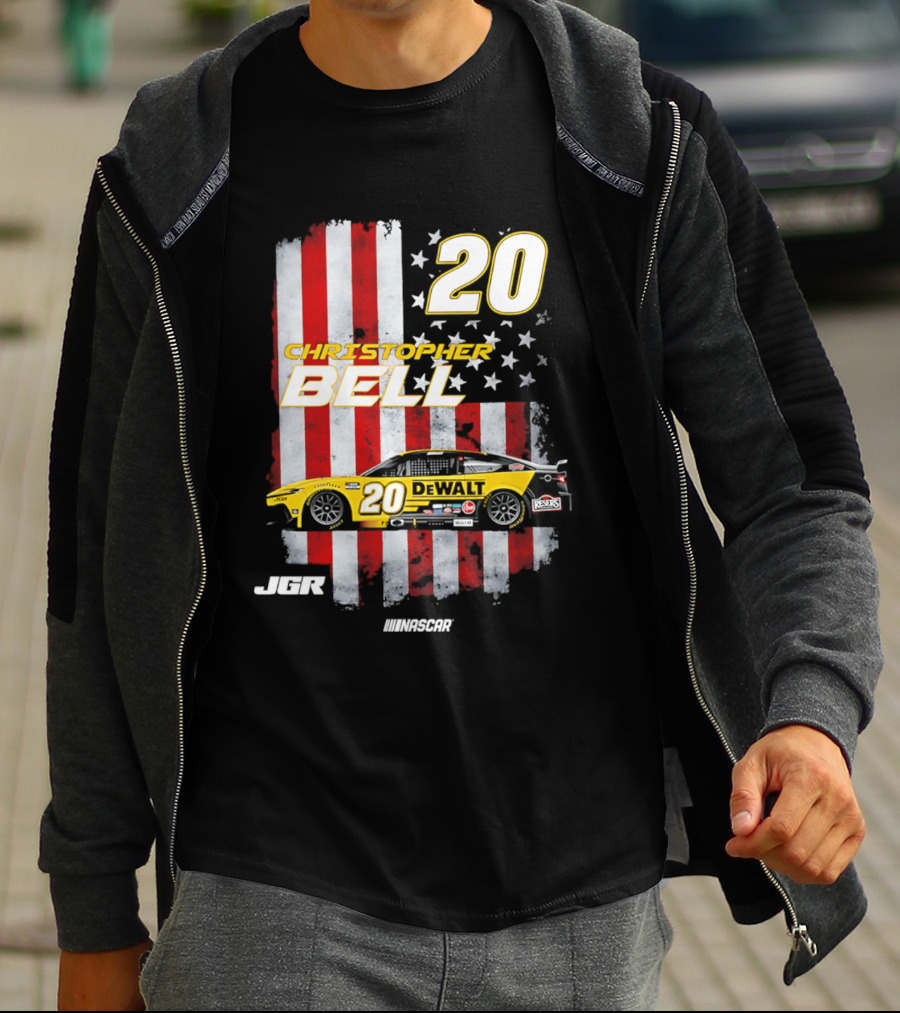 Christopher Bell 20 NASCAR DeWalt JGR Stars Stripes Racing T-Shirt