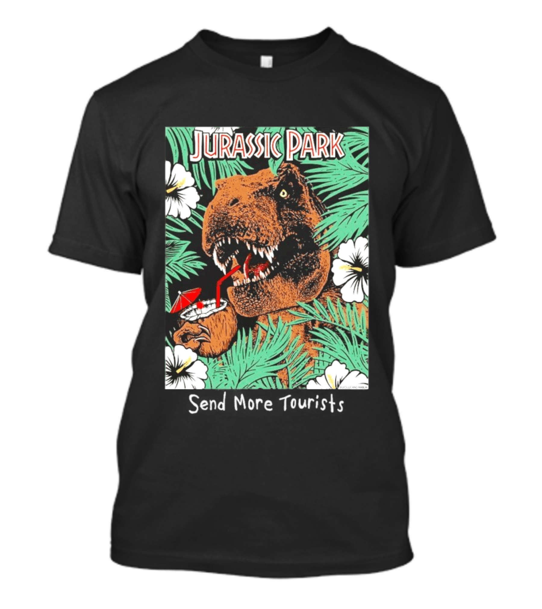 Jurassic Park Send More Tourists Rex Tropical Drink Scene T-Shirt