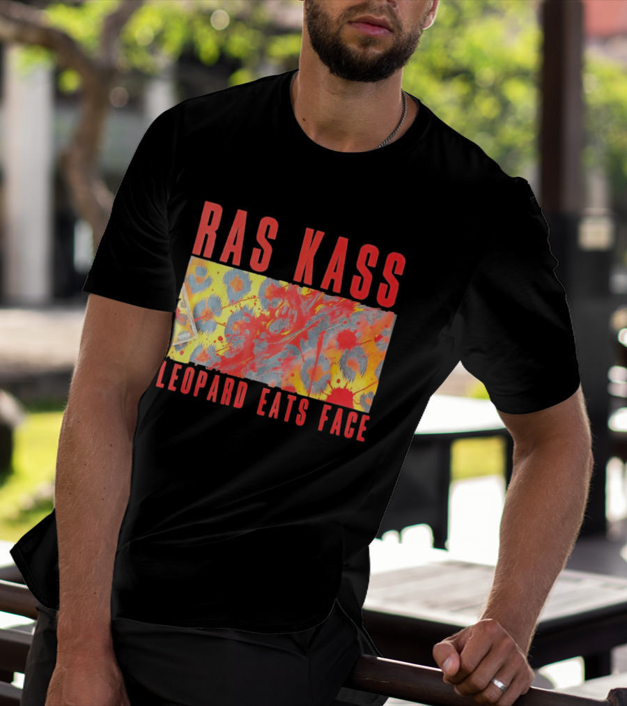 Ras Kass Leopard Eats Face Abstract Art With Blood Splatter And Animal Print T-Shirt