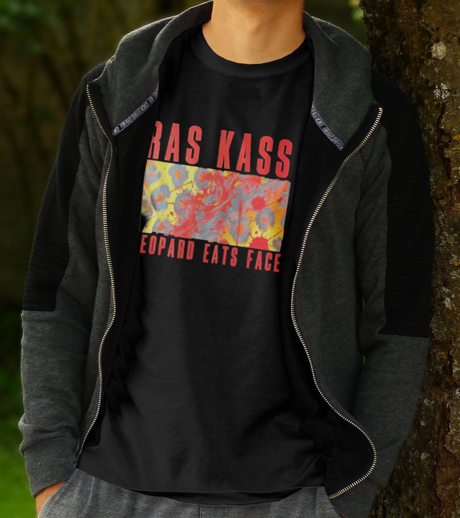 Ras Kass Leopard Eats Face Abstract Art With Blood Splatter And Animal Print T-Shirt