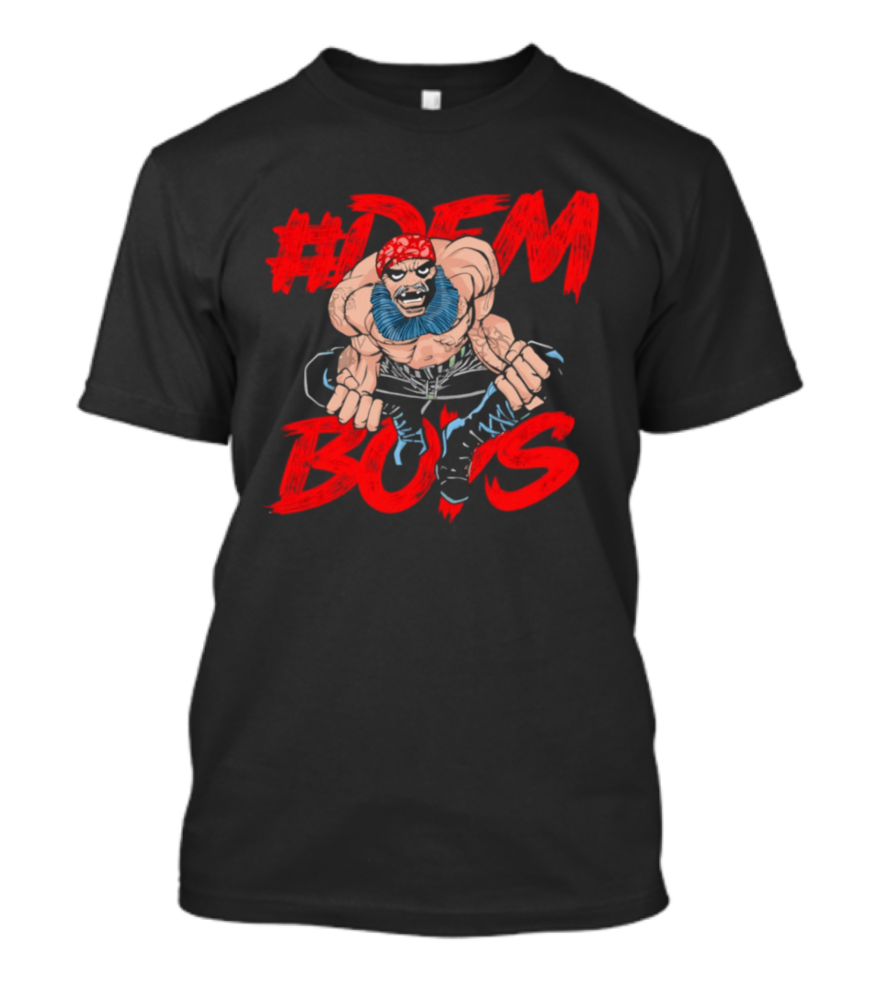 #DEM BOYS Bearded Muscle Wrestler Red Bandana T-Shirt