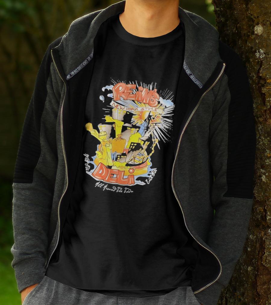 Rein's New York Style Deli Statue Of Liberty Cityscape Explosion T-Shirt