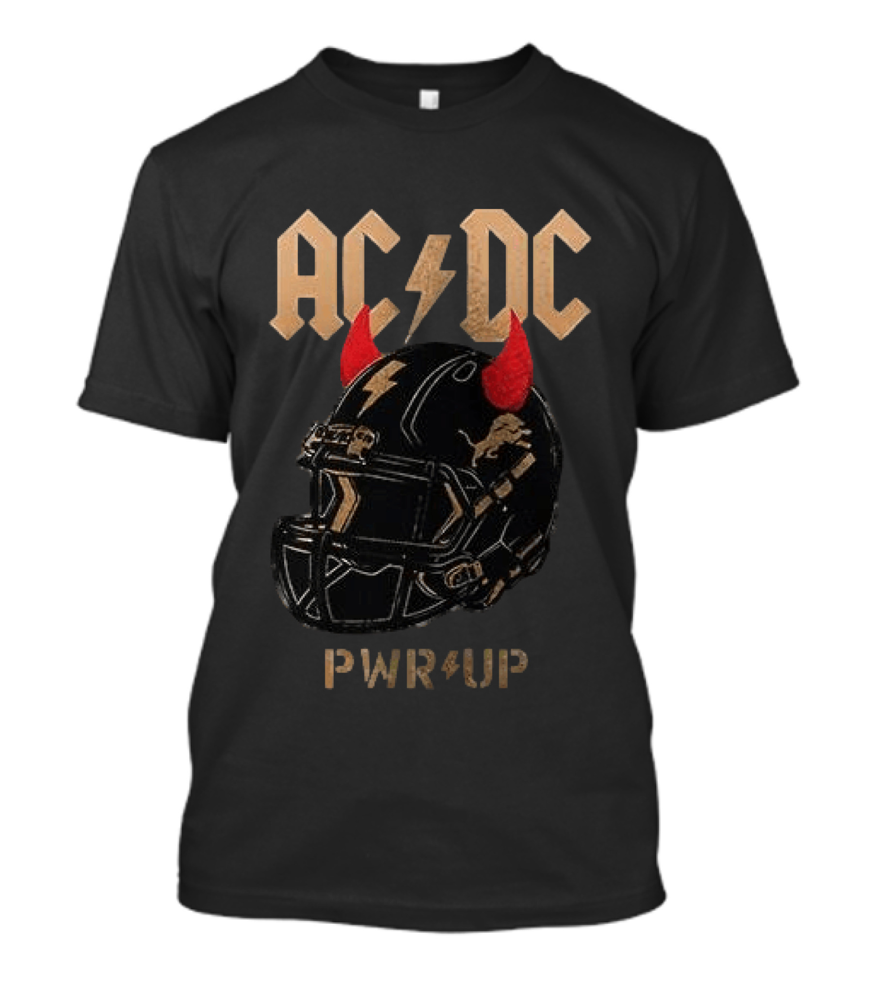 AC/DC PWR UP Detroit Lions Helmet Rock And Roll Tour T-Shirt