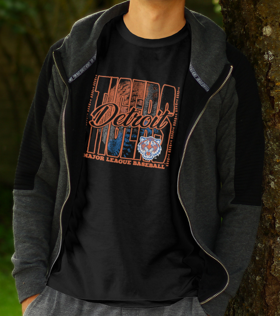 Detroit Tigers MLB Tiger Head Classic Orange And Blue T-Shirt