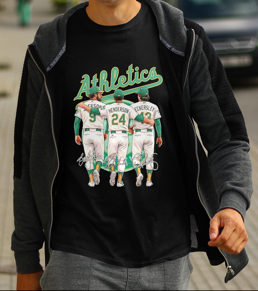 Rickey Henderson Reggie Jackson Dennis Eckersley Oakland Athletics Legends T-Shirt