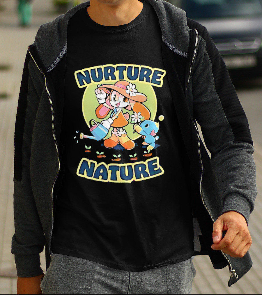 Nurture Nature Hedgehog Chao Earth Day Gardening T-Shirt