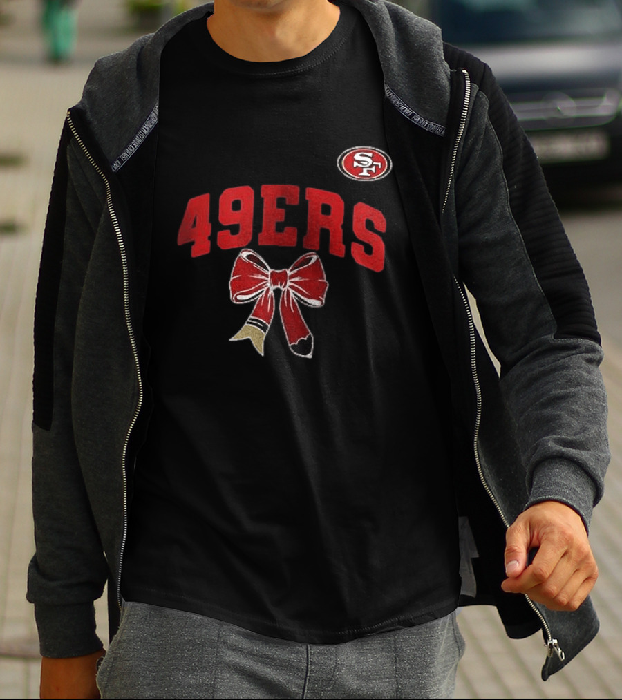 San Francisco 49ers 49ERS SF Ribbon Retired Teacher Lover T-Shirt