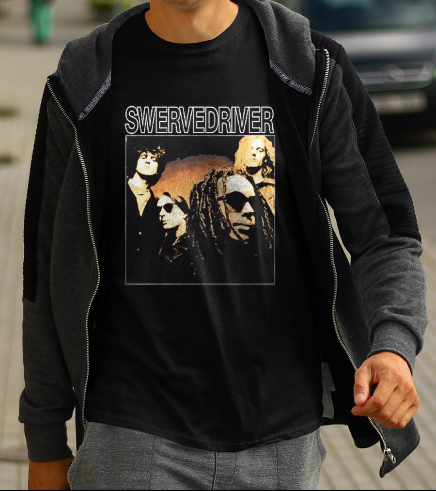 Swervedriver Band Portrait Album Cover Guns T-Shirt