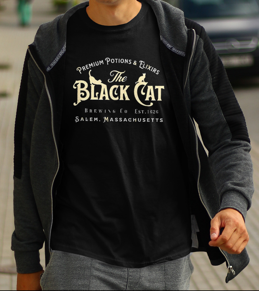 Premium Potions And Elixirs The Black Cat Brewing Co Est 1824 Salem Massachusetts T-Shirt