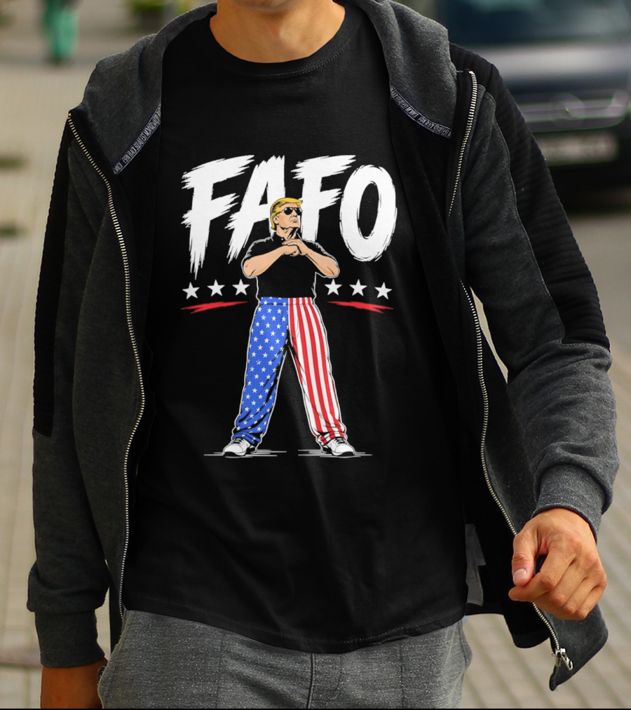 FAFO Patriotic USA Stars Stripes Pants With Figure And Shades T-Shirt