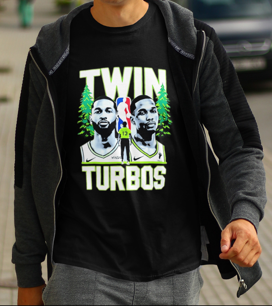 Twin Turbos Minnesota Timberwolves NBA Basketball Player Portraits T-Shirt