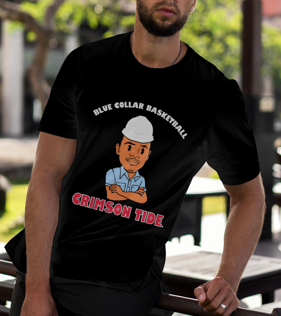 Crimson Tide Blue Collar Basketball Caricature T-Shirt