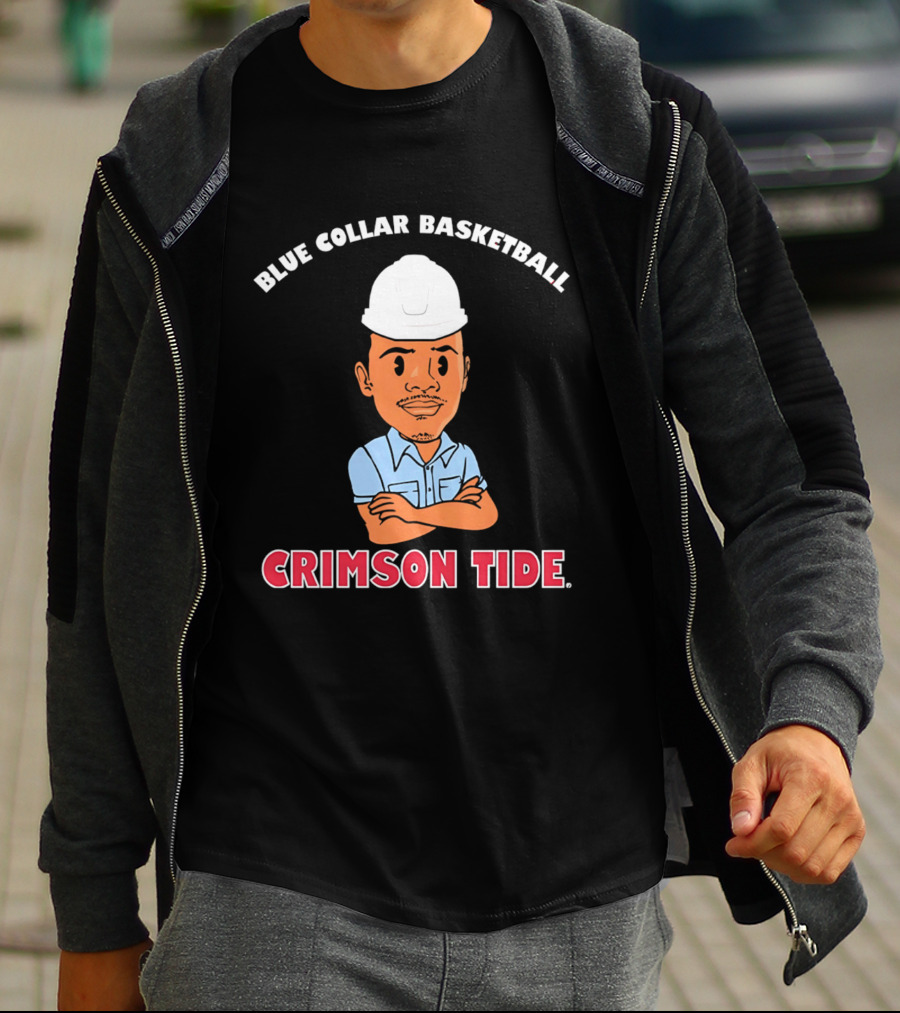 Crimson Tide Blue Collar Basketball Caricature T-Shirt
