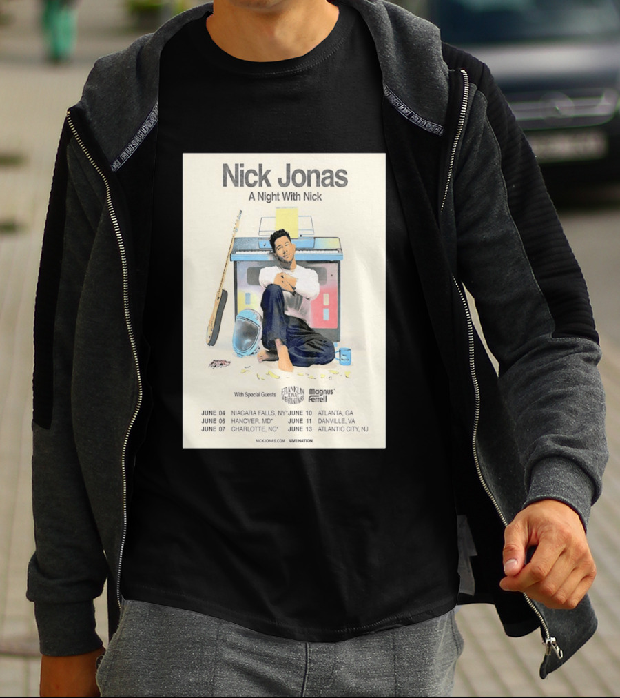 Nick Jonas A Night With Nick Tour 2026 Franklin Jonas Magnus Ferrell Live Nation T-Shirt