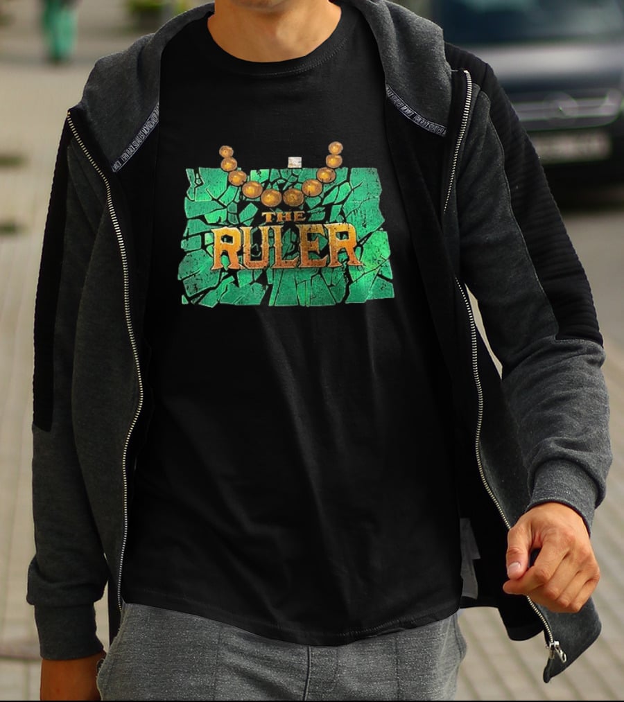 Oba Femi WWE The Ruler Gold Necklace Green Cracked Stone T-Shirt