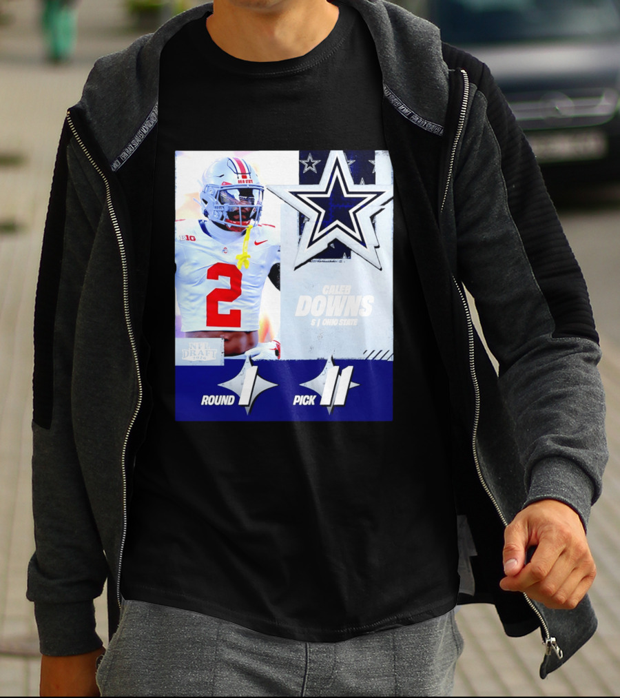 Dallas Cowboys Round 1 Pick 11 Caleb Downs Ohio State NFL Draft 2026 T-Shirt
