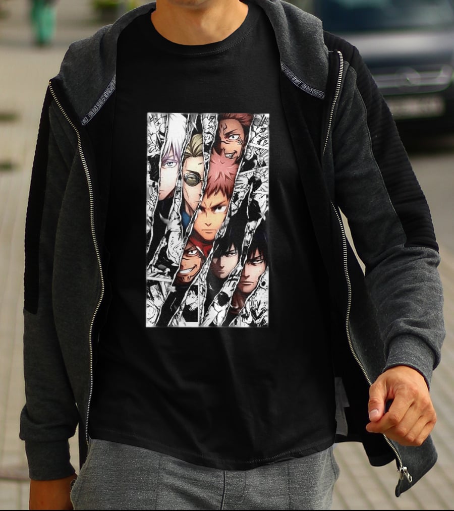 Jujutsu Kaisen Manga Characters Panel Split Burst T-Shirt