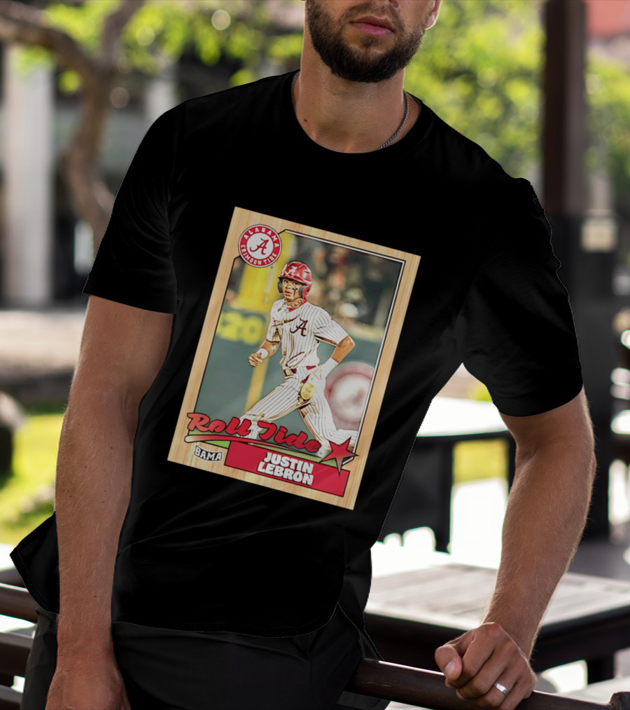 Justin Lebron Alabama Crimson Tide Roll Tide Bama Baseball Card T-Shirt
