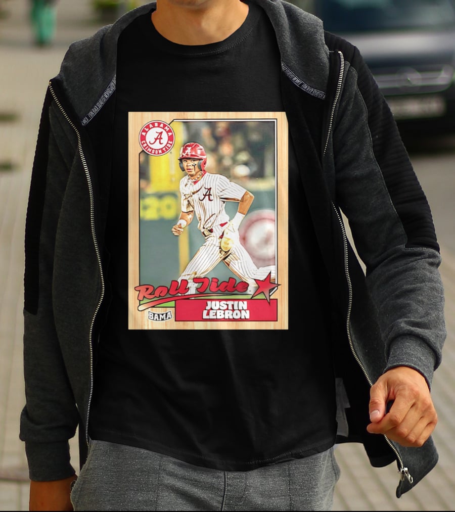 Justin Lebron Alabama Crimson Tide Roll Tide Bama Baseball Card T-Shirt