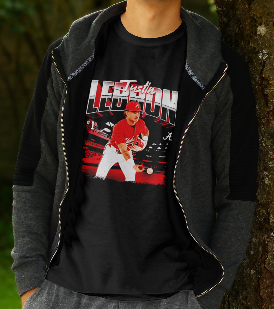 Justin Lebron Alabama Crimson Tide Baseball Player In Action T-Shirt
