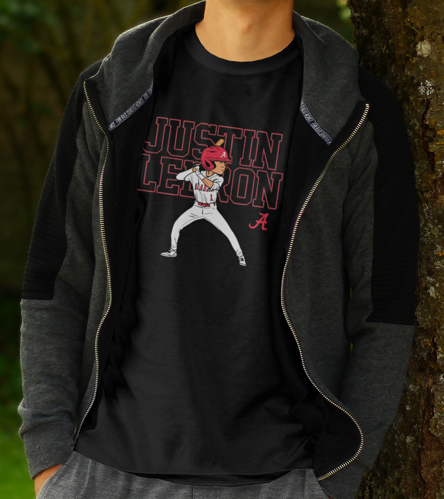 Alabama Crimson Tide Justin Lebron Baseball Cartoon Player T-Shirt