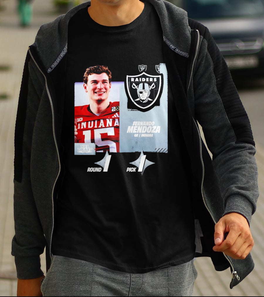 Fernando Mendoza QB Indiana Las Vegas Raiders NFL Draft 2026 Round 1 Pick 1 T-Shirt
