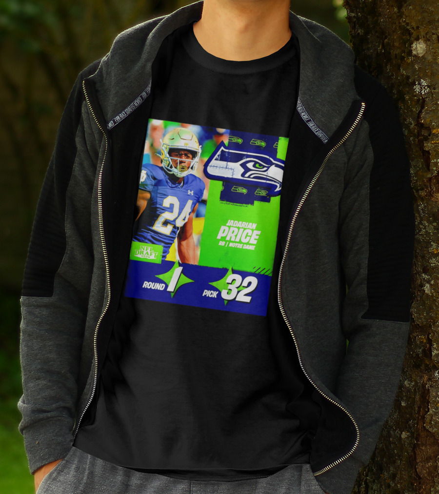 Seahawks Jadarian Price NFL Draft 2026 Round 1 Pick 32 Notre Dame T-Shirt