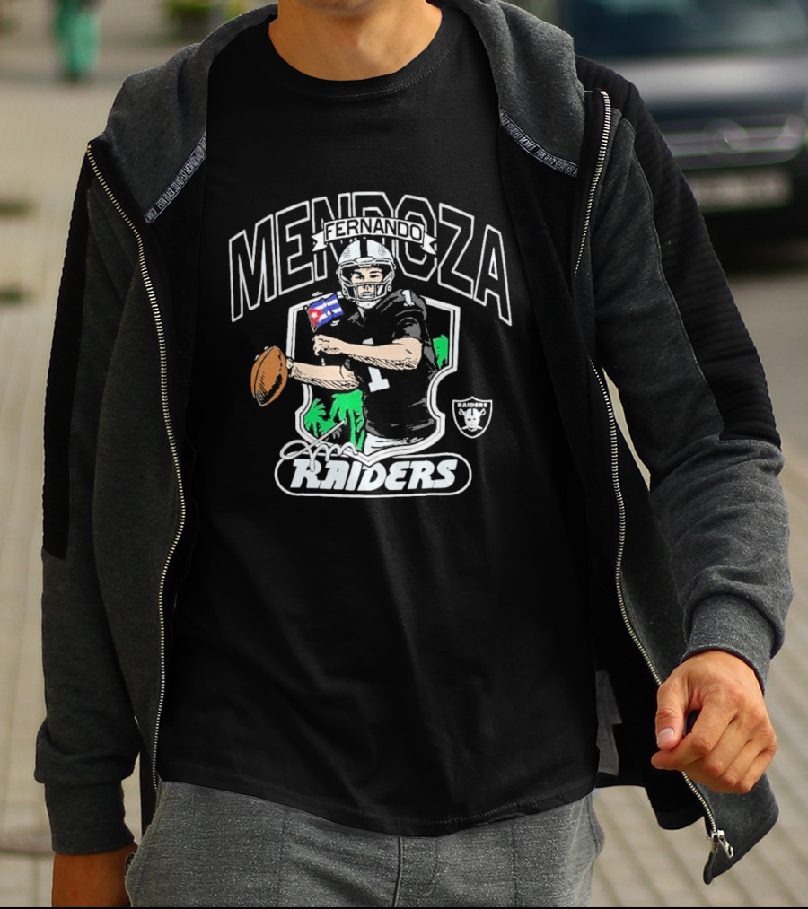 Fernando Mendoza Las Vegas Raiders Football Player Caricature T-Shirt
