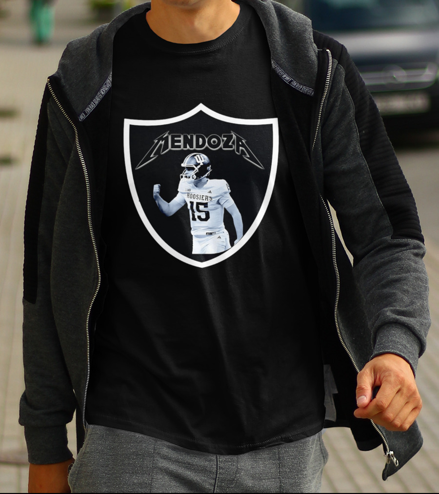 Mendoza Hoosiers 15 Shield Style Las Vegas Raiders T-Shirt