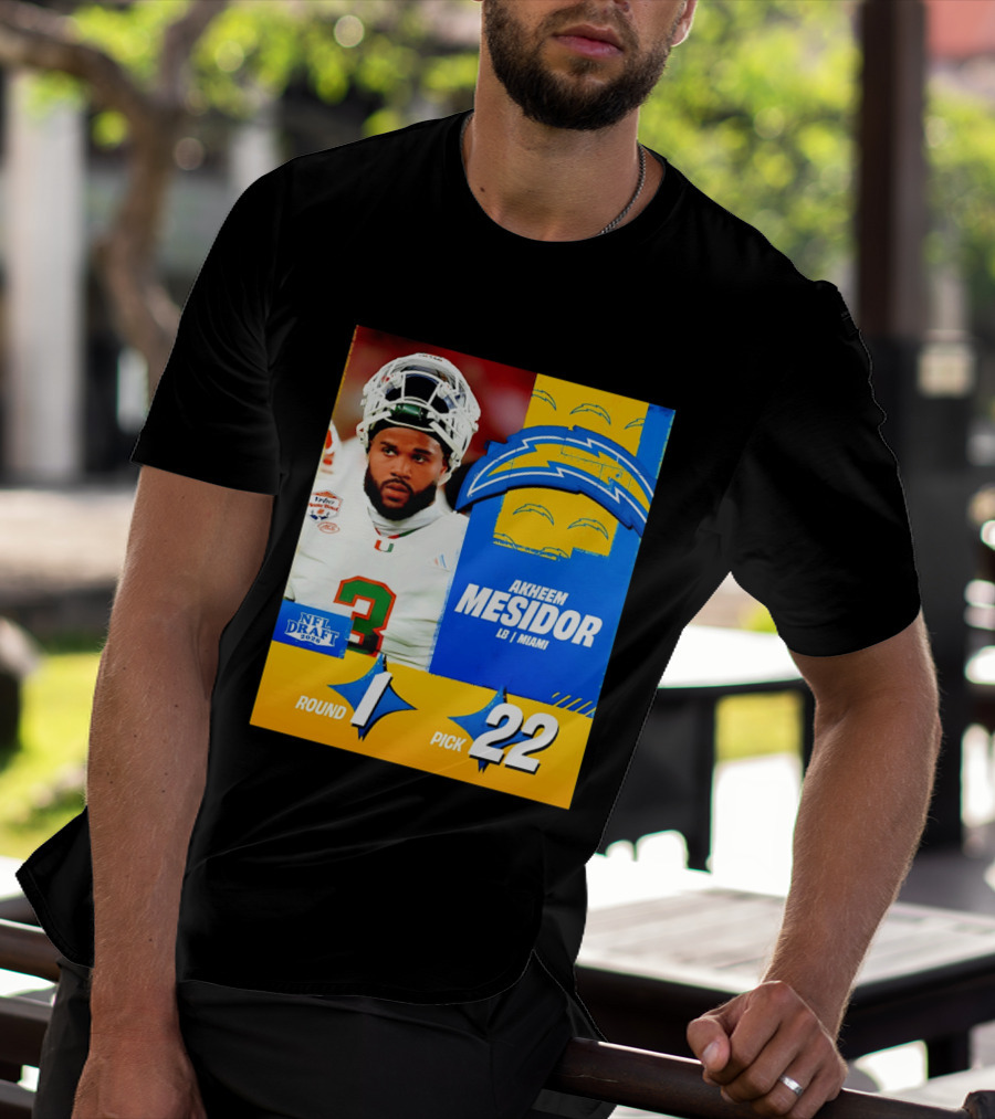 NFL Draft 2026 Los Angeles Chargers Akheem Mesidor Round 1 Pick 22 T-Shirt