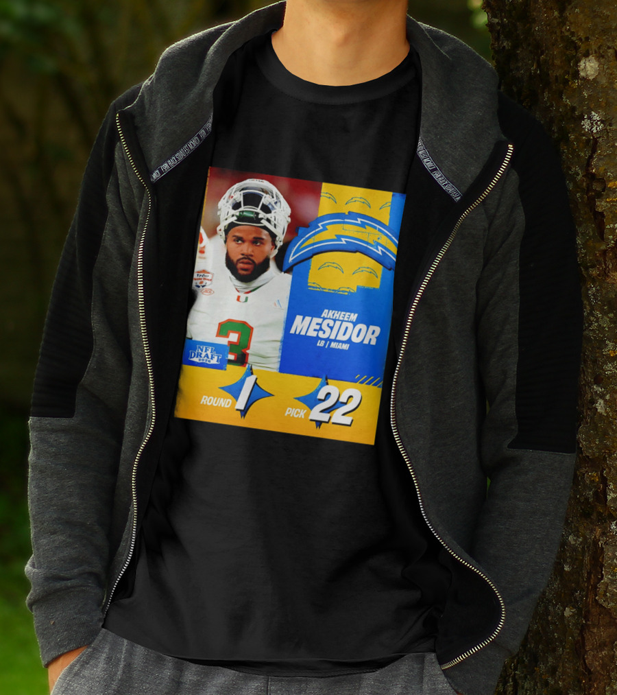 NFL Draft 2026 Los Angeles Chargers Akheem Mesidor Round 1 Pick 22 T-Shirt