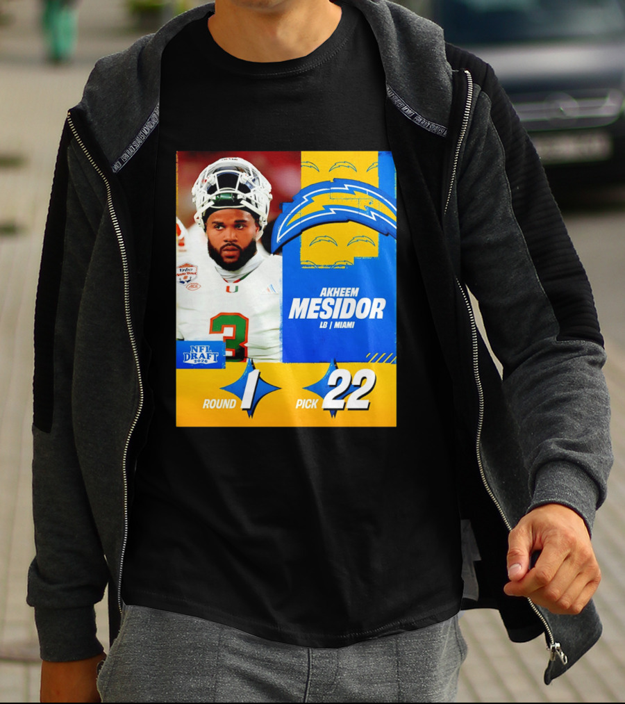 NFL Draft 2026 Los Angeles Chargers Akheem Mesidor Round 1 Pick 22 T-Shirt
